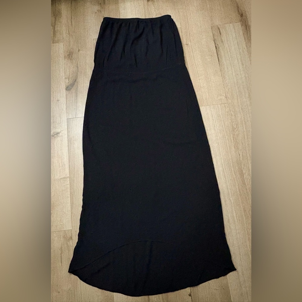 Women’s Velvet Bandeau Black Hi-Low Long Dress - Size S (Made in USA)